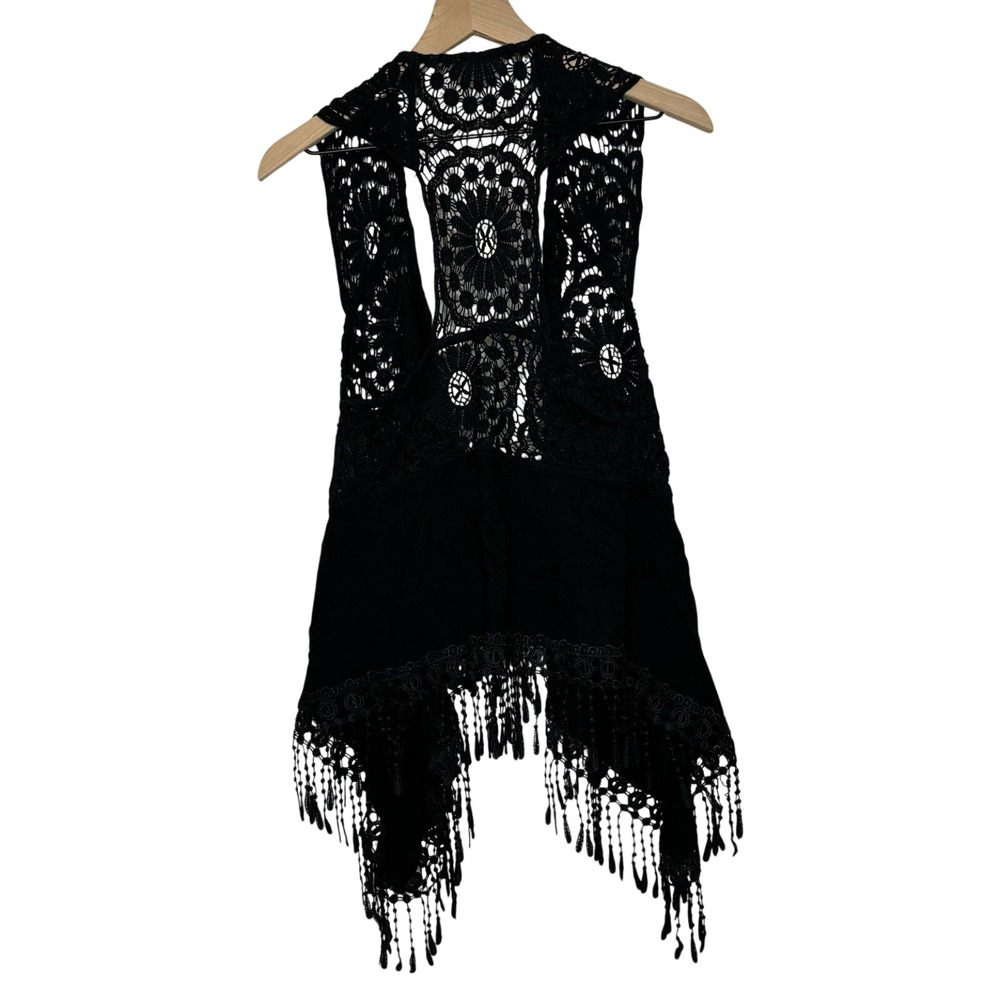 Altar'd State Crochet Vest Black Small Witchy‎ Boho Festival Whimsigoth Hippie - Picture 5 of 9